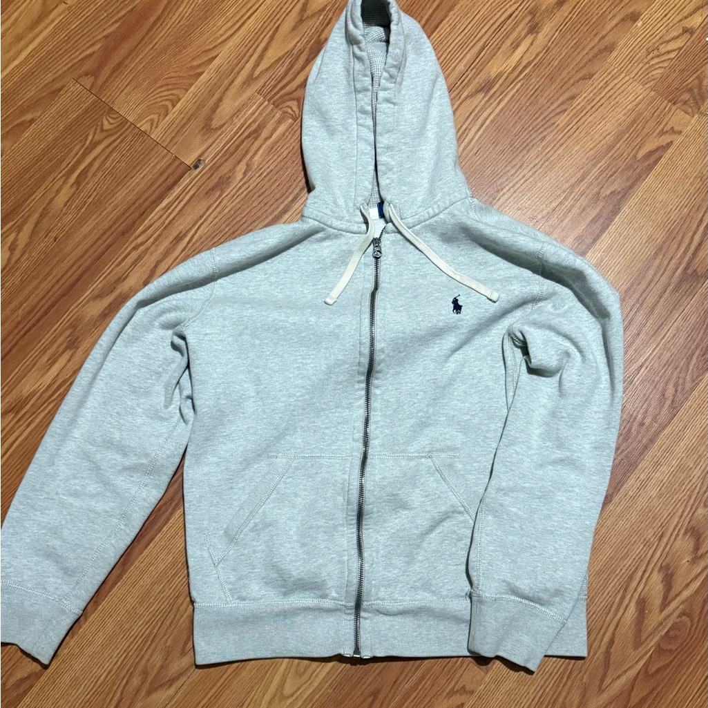Ralph Lauren Light Gray Polo Fleece Zip Hoodie